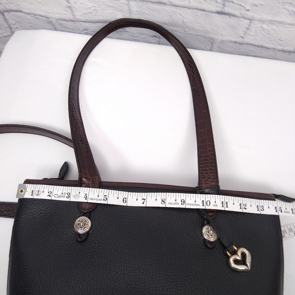 Vintage Brighton Leather Shoulder Bag Black Brown - Picture 9 of 12